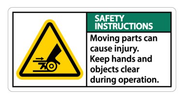 Güvenlik Talimatları Parçaları taşımak beyaz arkaplanda yaralanma işaretine neden olabilir 