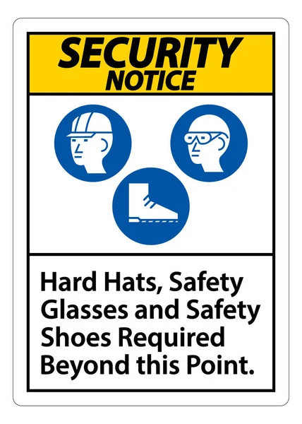Biztonsági Figyelmeztetés Jelzés Kemény Kalap Biztonsági Szemüveg Biztonsági Cipő Szükséges — Stock Vector