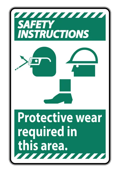 Veiligheidsinstructies Sign Protective Wear Vereist Dit Gebied Met Brillen Harde — Stockvector