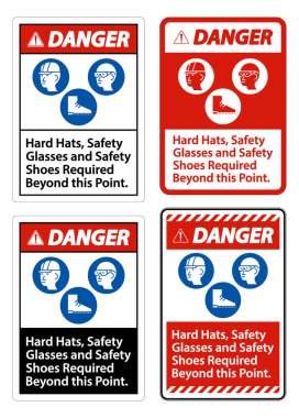 Tehlike İşareti Sert Şapkalar, Güvenlik Gözlükleri ve Güvenlik Ayakkabıları Bu noktanın Ötesinde PPE Sembolü Gerekiyor 