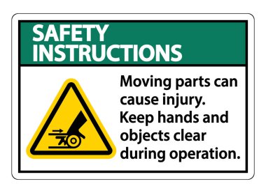 Güvenlik Talimatları Parçaları taşımak beyaz arkaplanda yaralanma işaretine neden olabilir 