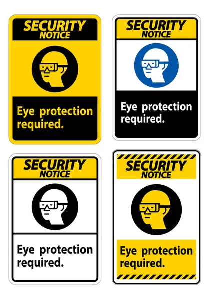 Aviso Seguridad Sign Eye Protection Required Symbol Aislar Sobre Fondo — Vector de stock