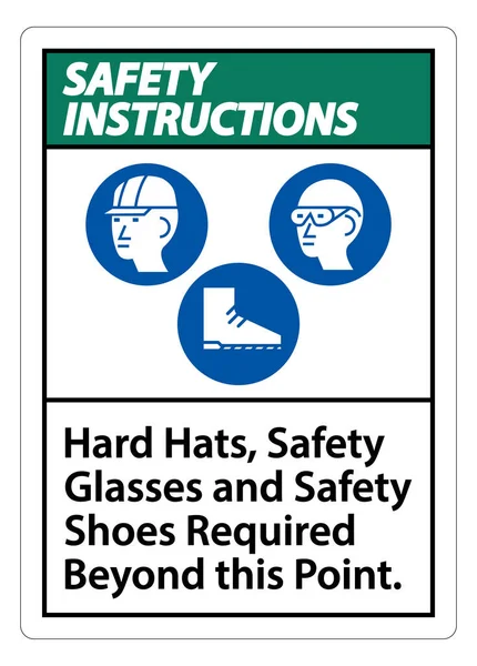 Safety Instructions Sign Hard Hats Safety Glasses Safety Shoes Required — Stock Vector