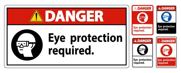 Danger Sign Eye Protection Memerlukan Simbol Isolasi Latar Belakang Putih - Stok Vektor