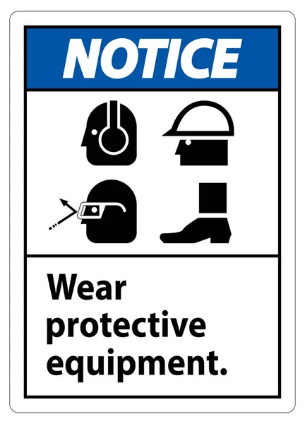 Panneau Affichage Porter Équipement Protection Avec Des Symboles Epi Sur — Image vectorielle