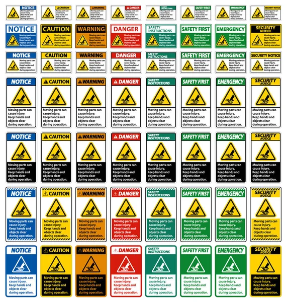 Les Pièces Mobiles Peuvent Causer Signe Blessure Sur Fond Blanc — Image vectorielle