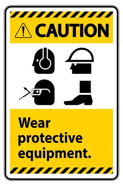 Équipement Protection Usure Signe Prudence Avec Des Symboles Epi Sur — Image vectorielle