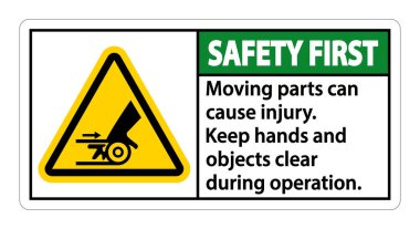 Güvenlik İlk Taşınma Parçaları beyaz arkaplanda yaralanma işaretine neden olabilir 