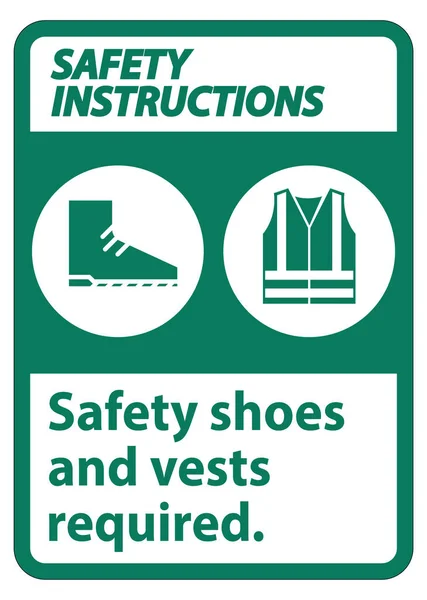 Safety Instructions Sign Safety Shoes Vest Required Ppe Symbols White — Stock Vector