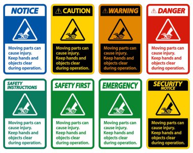 Hareket eden parçalar beyaz arkaplanda yaralanma işaretine neden olabilir 
