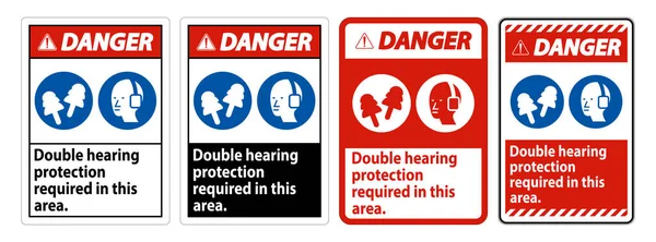 用耳鼻喉和耳塞在这一地区进行危险信号双耳保护 — 图库矢量图片