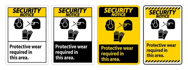 Biztonsági Figyelmeztetés Viseljen Védőfelszerelést Ezen Területen Egyéni Védőeszköz Szimbólumokkal — Stock Vector