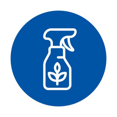 Bitki tasarımlı çevre dostu bir logo içeren temizlik spreyi şişesinin minimalist simgesi. Yeşil temizlik ürünleri ve ev hijyeni için ideal..
