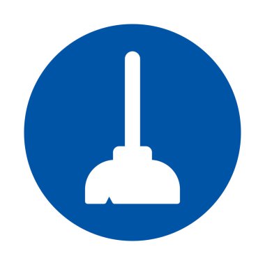 Bu resim, temizlik ve tesisat görevlerini sembolize eden mavi arkaplandaki basit bir pompa ikonuna sahiptir. Makaleler, web siteleri ve ev bakımıyla ilgili terfiler için ideal.