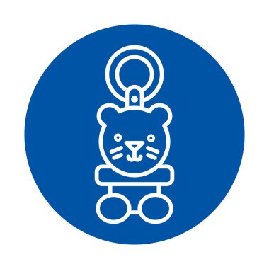 Bu sevimli aslan anahtarlığı tasarımı canlı mavi bir arka plana karşı neşeli bir illüstrasyon içeriyor. Bebek ürünleri ve eğlenceli aksesuarlar için mükemmel.!