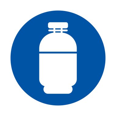 Bu minimalist ikon mavi bir dairede su şişesi silueti içeriyor, hidrasyon, sağlık ve çevre dostu yaşam tarzını temsil etmek için mükemmel. Grafik tasarım projeleri için ideal.