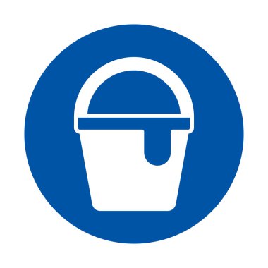 Canlı bir mavi daireye karşı basit ve modern bir beyaz kova ikonu. Temiz ve profesyonel görünüm gerektiren tasarımlar, grafikler ve çizimler için ideal.