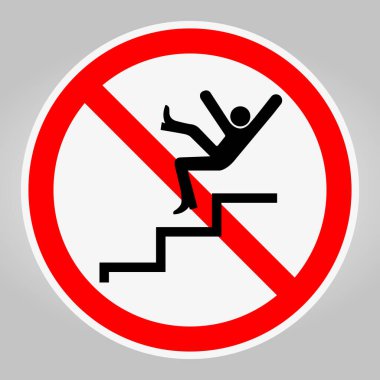 Merdivenlerden düşmemek için bir uyarı işareti. Bu grafik merdiven güvenliğinin, kazaların önlenmesinin ve farkındalığın artırılmasının önemini vurgular..