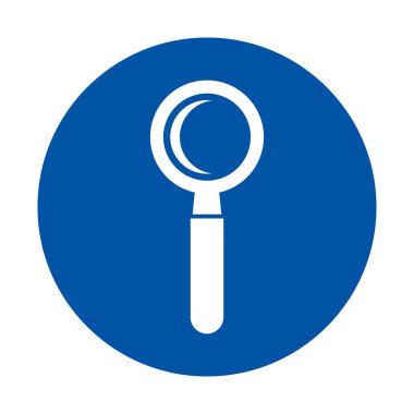 Mavi dairesel arka planda arama ve keşfi sembolize eden modern ve basit bir büyütme simgesi. Web ve grafik tasarımı için mükemmel.