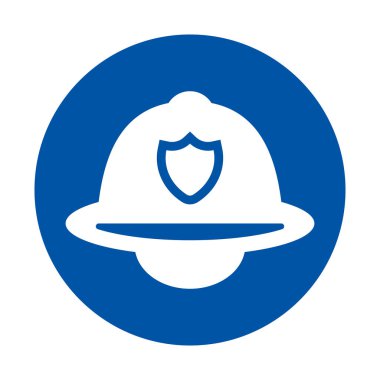 Bu mavi yuvarlak ikonda bir itfaiyeci kaskı ve bir kalkan amblemi var. Basit ve etkili bir tasarımla güvenlik ve acil durum hizmetlerini temsil eder..