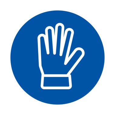 Minimalist mavi bir ikon, dairesel bir arkaplana uzanan avuç içi kalkmış bir el. Jestleri, iletişimi ve güvenliği temsil etmek için ideal.
