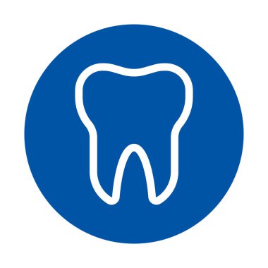 Bu basit diş ikonu mavi arka planda beyaz bir diş tasarımı sergiliyor. Diş sağlığı, eğitim ve pazarlama materyallerinde diş sağlığı uygulamalarına ilişkin kullanım için ideal.