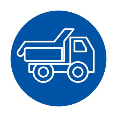 Bu simge, inşaat, ulaşım ve lojistik temalar için uygun mavi arkaplan üzerinde bir damperli kamyonun basit bir anahatını içerir.