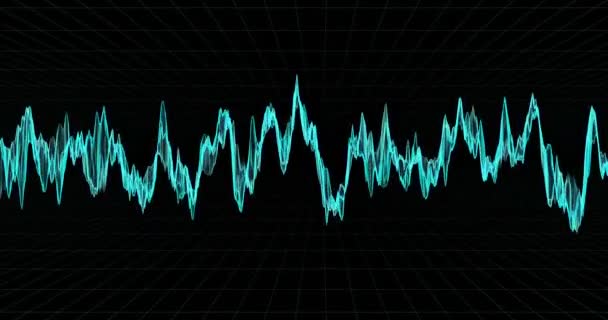 Animação Ondas Azuis Monocromáticas Matemáticas Suaves Sopro Terra Com Linhas — Vídeo de Stock