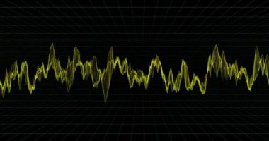 Grafik bağımsız değişken üzerinde işlevin bağımlılığını gösterir: 3k Dci 17:9 ile siyah bir arka plan üzerinde güzel bir frekans grafik sarı renk