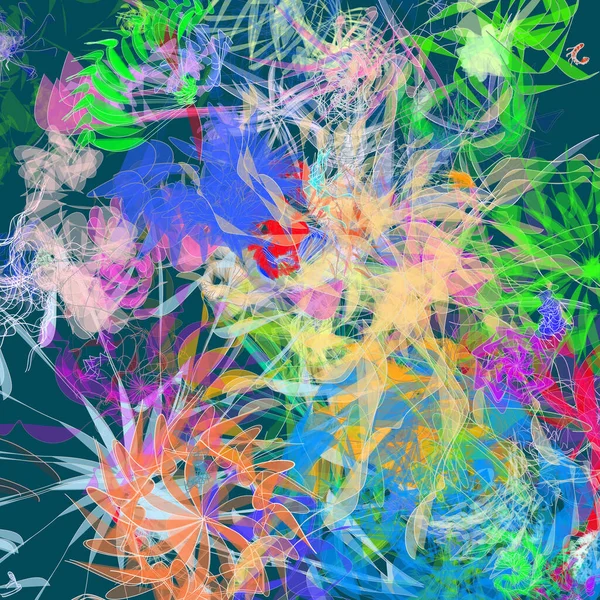 Abstrakte Fantasiewelt Aus Blumen Und Linien Durch Künstliche Intelligenz — Stockfoto