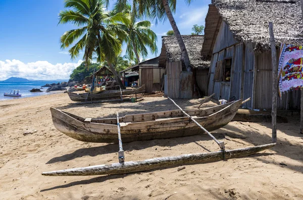 Kleines Inseldorf Mit Booten Ufer Madagaskar — Stockfoto