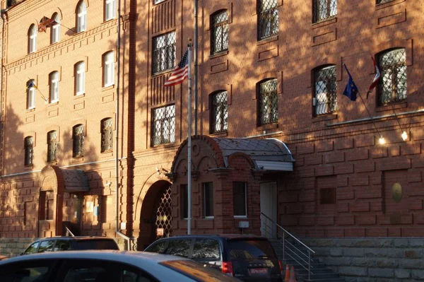 Editorial Ekaterimburgo Región Sverdlovsk Rusia Mayo 2019 Banderas Edificio Gogol — Foto de Stock