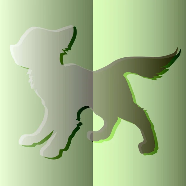 Green Cat Paper Cut Vector — Stock Vector