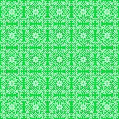 Openwork fantezi, dikişsiz desen, dantel yeşil, vektör