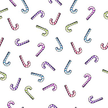 Noel lolipopu, karamel kamışı, yeni yıl, kusursuz desen, vektör