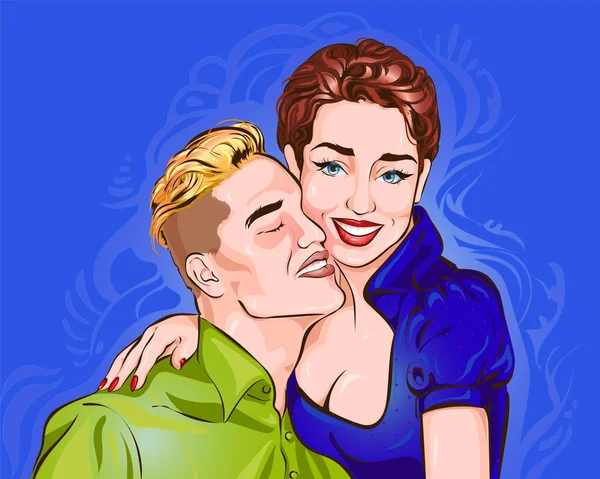 恋人のカップルを描いたベクトル図 — ストックベクタ