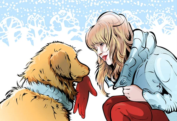 Big friendship between animals and a human Vector Graphics