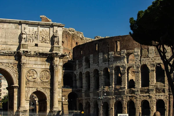 Rom Italien Symbolen För Staden Rom Colosseum Med Alla Dess — Stockfoto