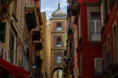Naples Italy. 05 May 2019. In the historic center of the city there is the famous street for the crib craft, Via San Gregorio Armeno, destination of many tourists. clipart