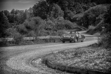 Pesaro Colle San Bartolo, İtalya - Mayıs 17-2018: Autobleu 7501954 eski yarış otomobil Rallisi'nde Mille Miglia 2018 ünlü İtalyan tarihi Formula (1927-1957)