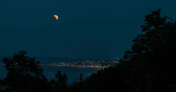 Fano Itálie Léto 2018 Červený Měsíc Zatmění Měsíce — Stock fotografie