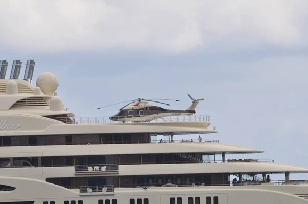 Porto Cervo Sardinia August 2018 Luxury Motor Yacht Helicopter Dilbar — Stock Photo, Image