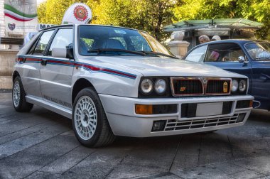 Ancona, İtalya - 23-2018 ayarla: Lancia Delta Integrale Martini eski araba