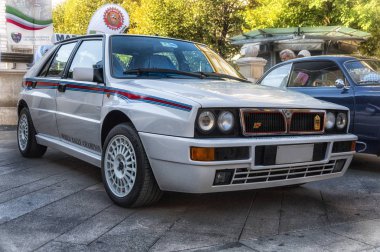 Ancona, İtalya - 23-2018 ayarla: Lancia Delta Integrale Martini eski araba