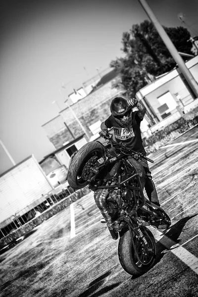 Pesaro Porto Italy June 2018 Moto Performance Tricks Motorcycle Smoke — Stock Photo, Image