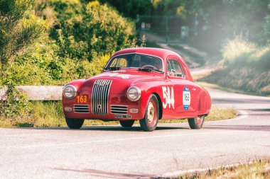 Pesaro Colle San Bartolo, İtalya - Mayıs 17-2018: Fiat 1100 S Mm Berlinetta 