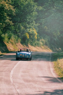 Pesaro Colle San Bartolo, İtalya - Mayıs 17-2018: eski bir yarış araba ralli Mille Miglia 2018 ünlü İtalyan tarihi Formula (1927-1957 yılında A.C. Ace 1954)