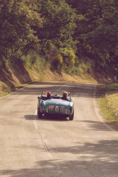 Pesaro Colle San Bartolo, İtalya - Mayıs 17-2018: eski bir yarış araba ralli Mille Miglia 2018 ünlü İtalyan tarihi Formula (1927-1957 yılında A.C. Ace 1954)