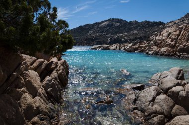 Caprera yaz İtalya adasında güzel Cala Coticcio 2019