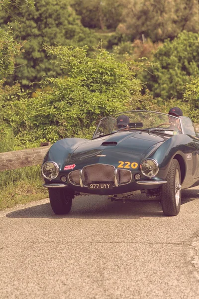 Aston Martin 1954 Starym Samochodzie Wyścigowym Rajdzie Mille Miglia 2018 — Zdjęcie stockowe